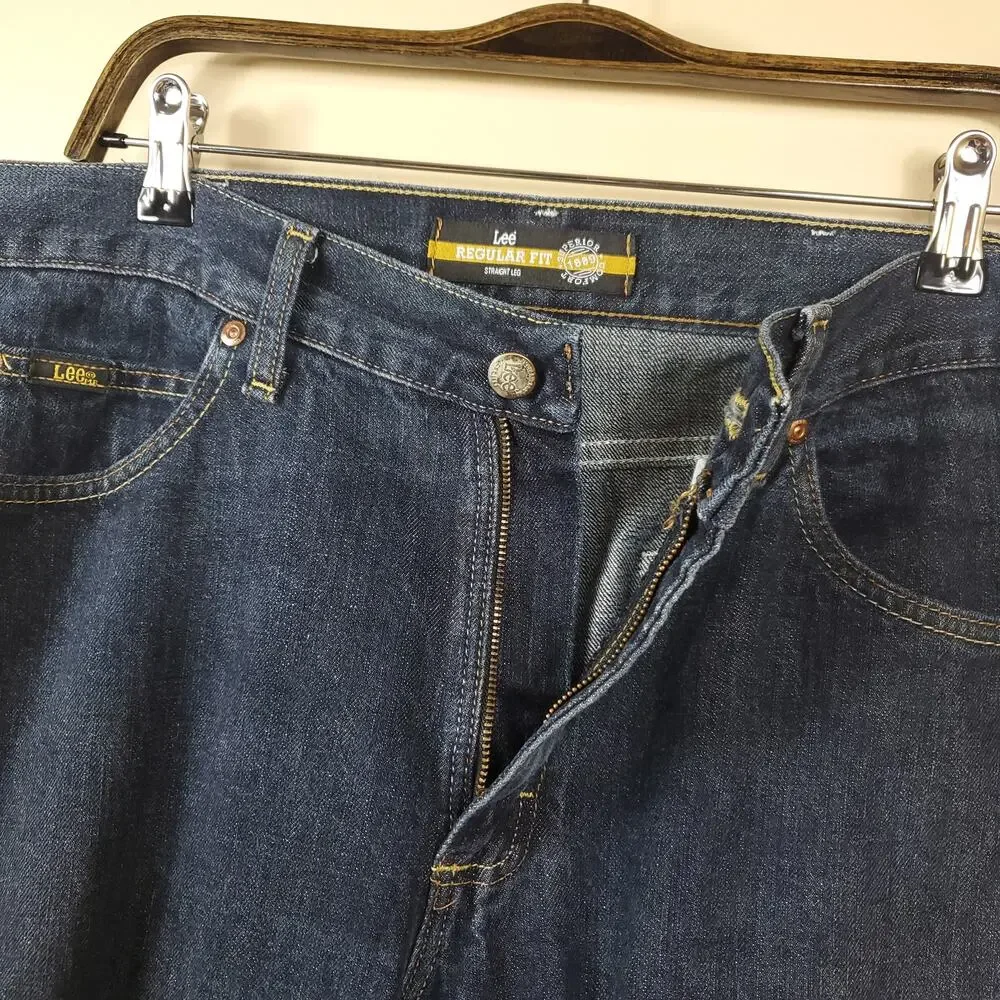LEE Dark Wash Regular Fit Straight Leg Jeans Size 36x30